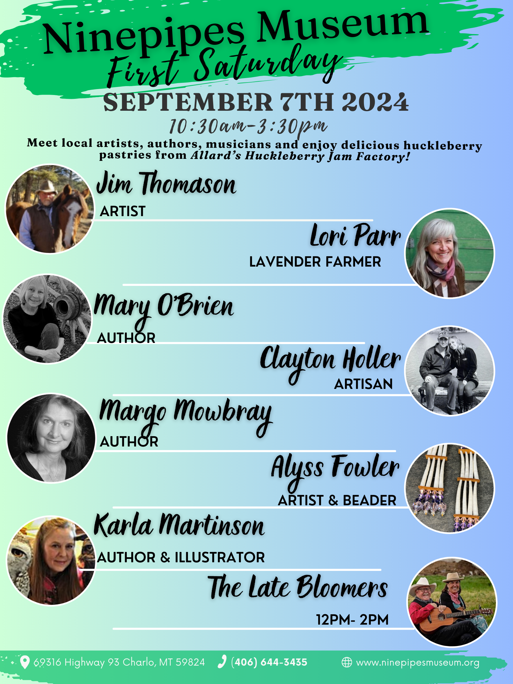 Flyer for First Saturdays at the Ninepipes Museum